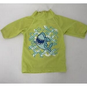 2T UV Skinz Boys' Short-Sleeve Rash Guard with a Shark Graphic Print